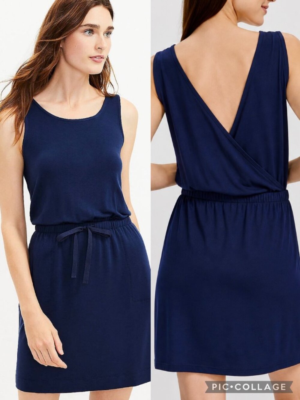 NWT Lou & Grey Navy Blue Signature Soft Lite Dress Crossover Back S Comfy Lounge